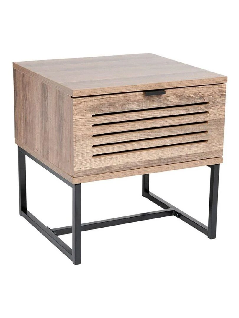 Chevet bois Oslo pieds métal Marron