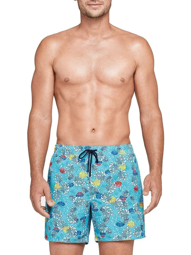 Maillot de bain short imprimé tropical Itajai Bleu