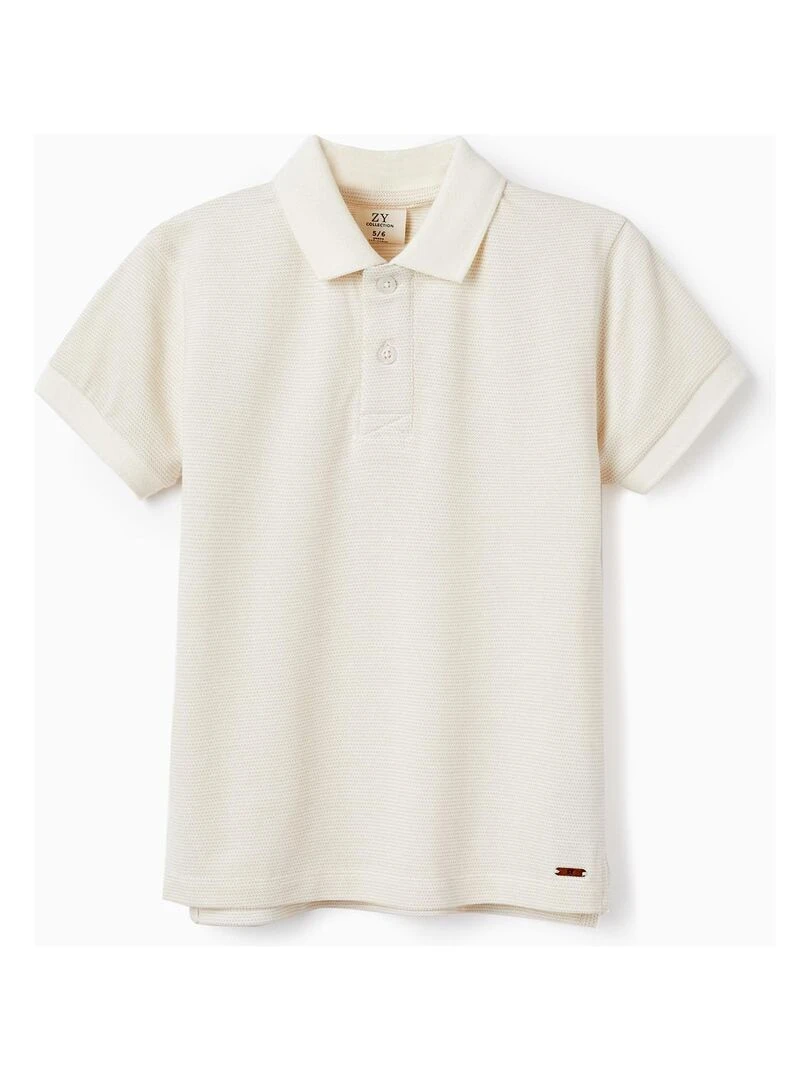 Polo en Piqué de Coton pour Garçon manches courtes Beige clair