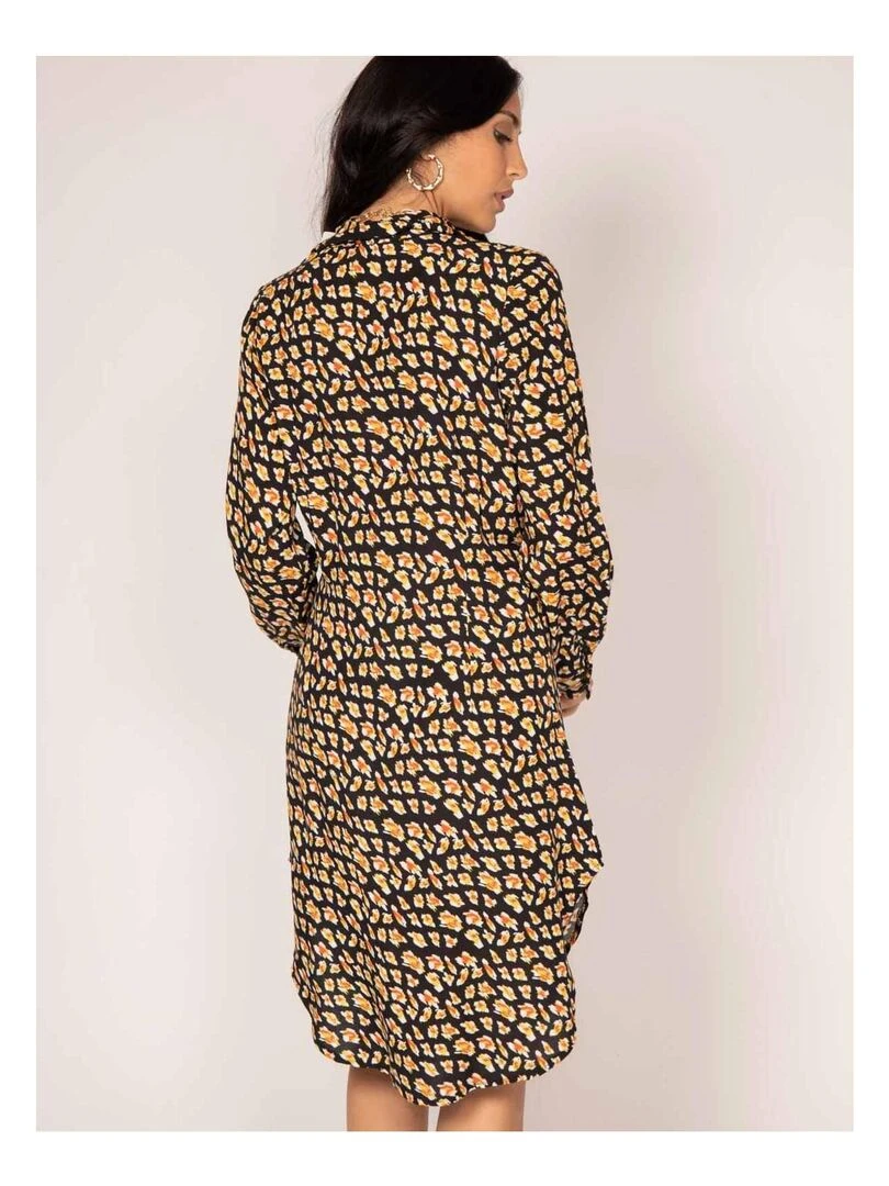 Robe chemise longue motifs IGIRL Noir