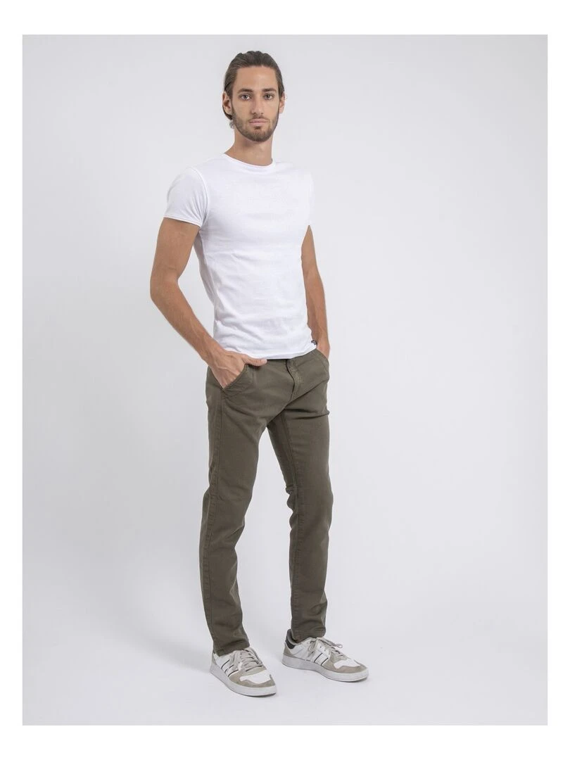 Pantalon chino coupe ajustée VALBACOL   Kaki