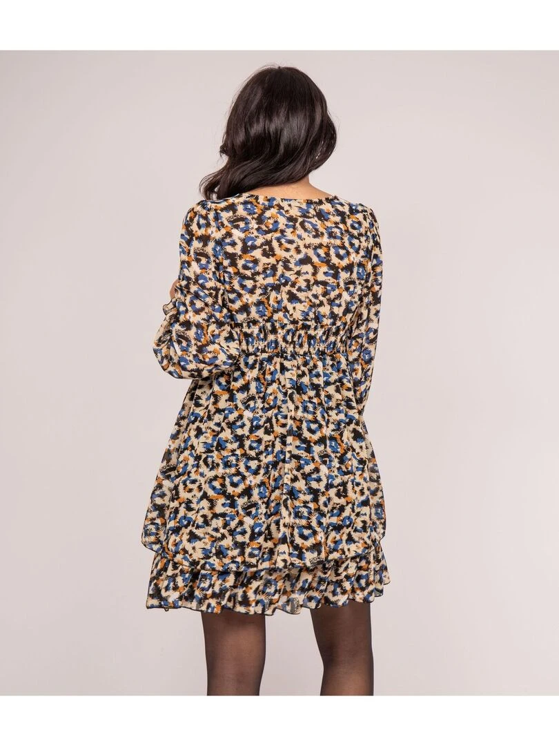 Robe courte motifs IBIGNY Beige