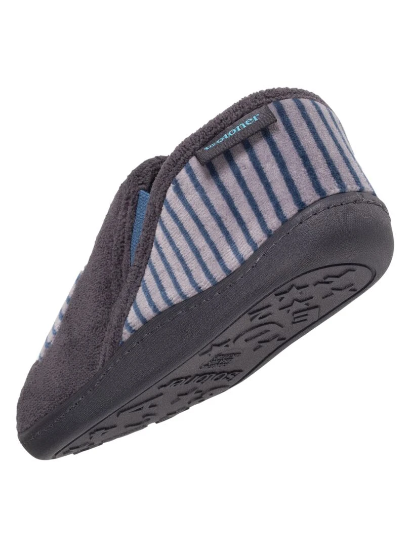 Chaussons mocassins Enfant Monstre rayé   Gris