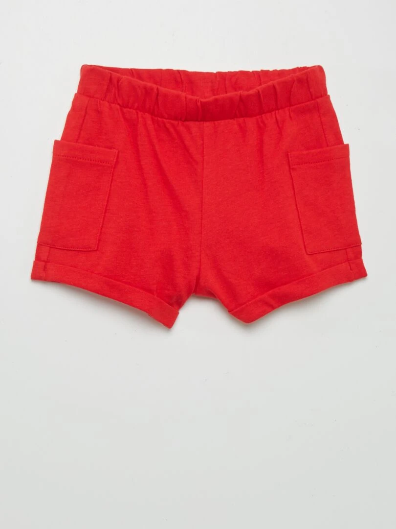 Ensemble tee shirt + short   2 pièces   Blanc/rouge