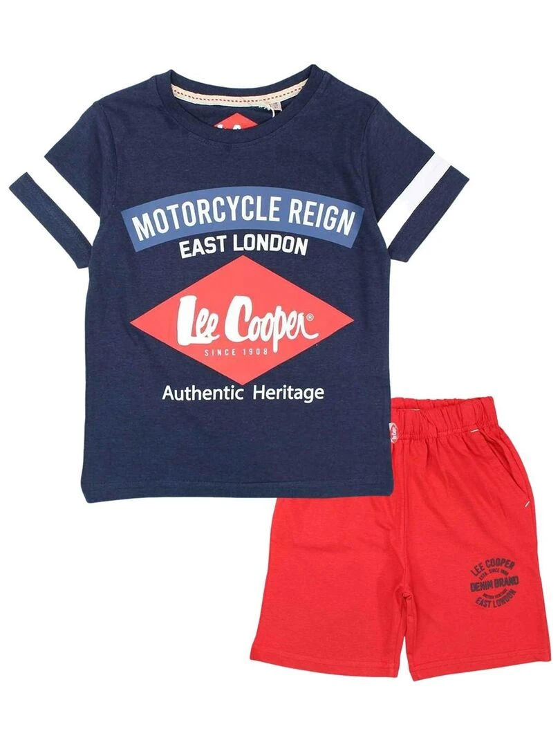 Lee Cooper Ensemble T shirt bermuda garçon Imprimé Logo Bleu marine