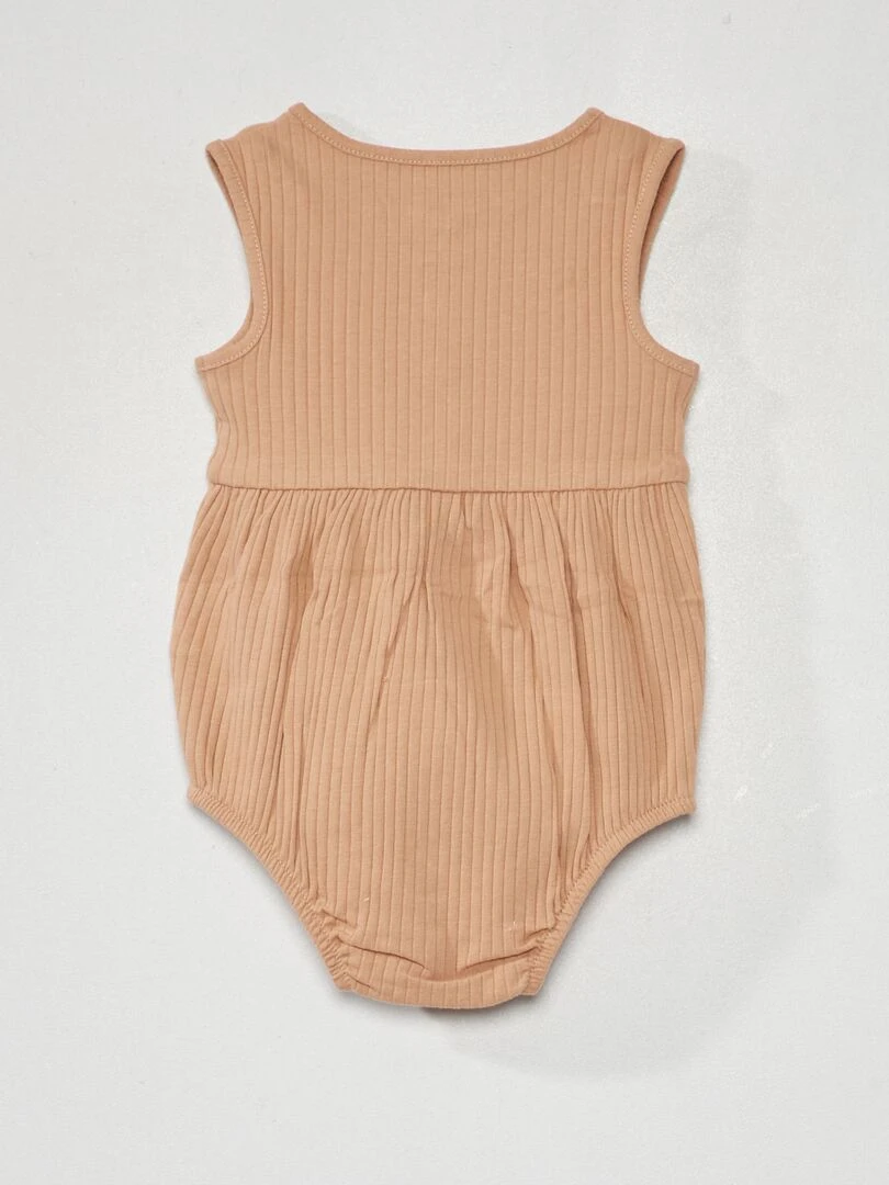 Combinaison courte en maille côtelée Beige