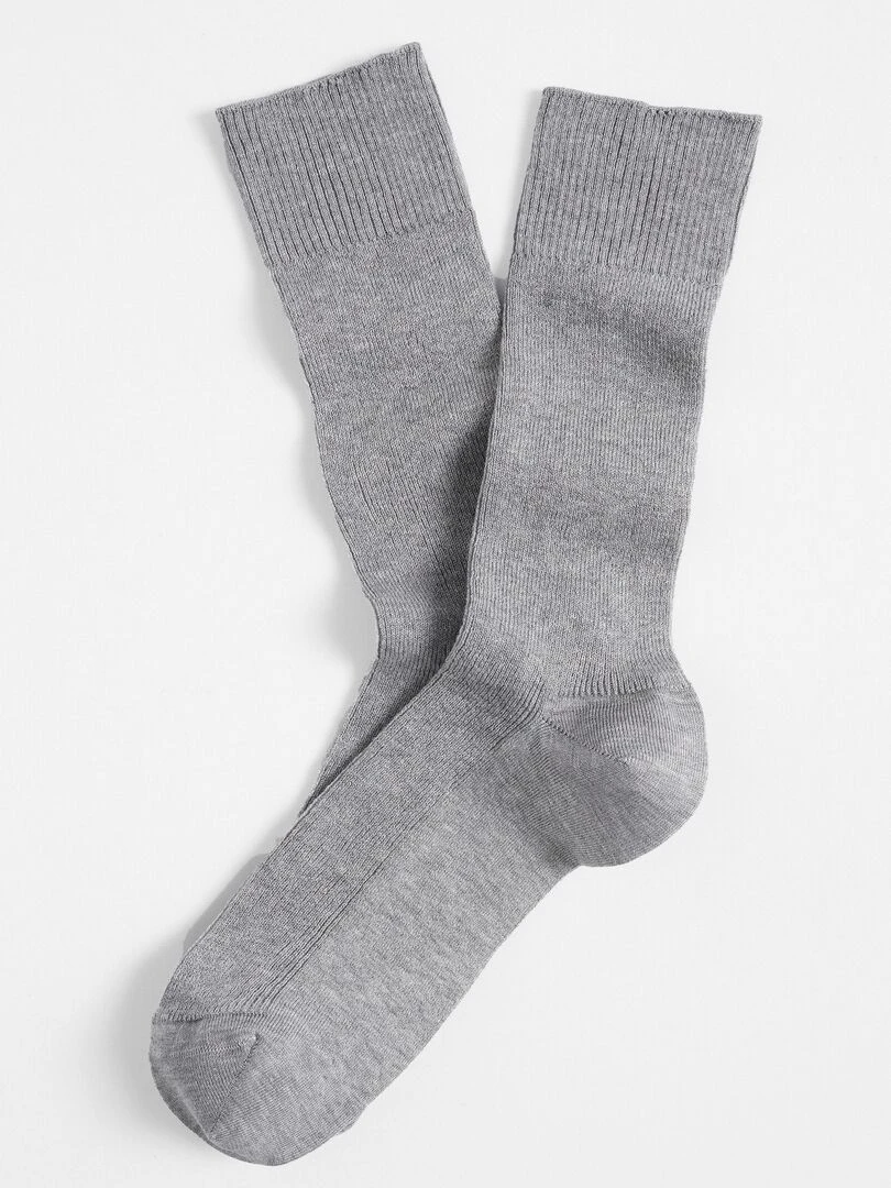 Chaussettes à base de fil d Écosse mélangé   Damart   Gris chiné
