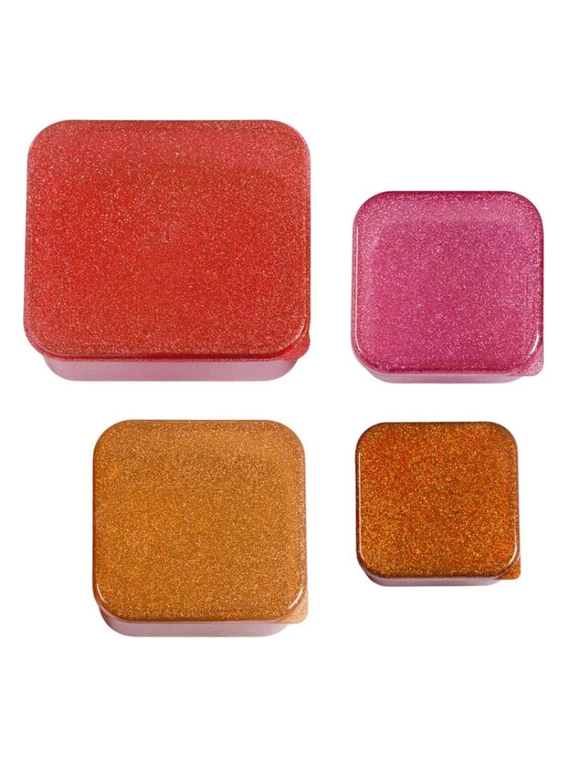 Lot de 4 boîtes à goûter à paillettes Autumn pink Rose