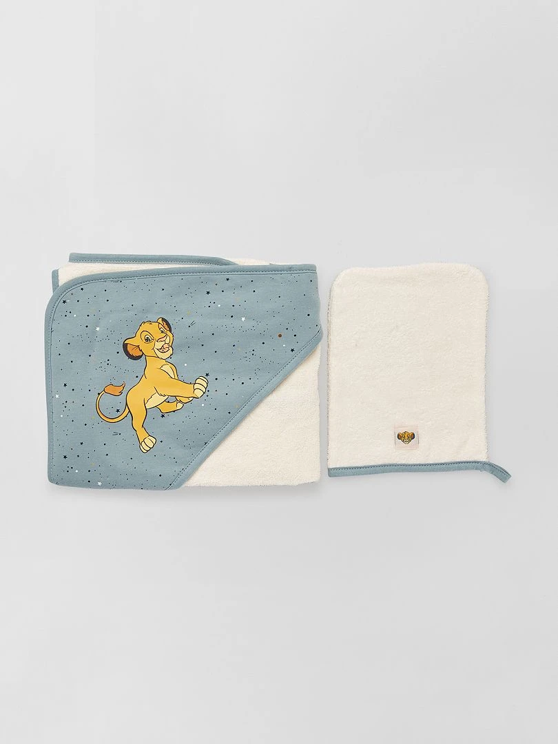 Cape de bain + gant de toilette simba