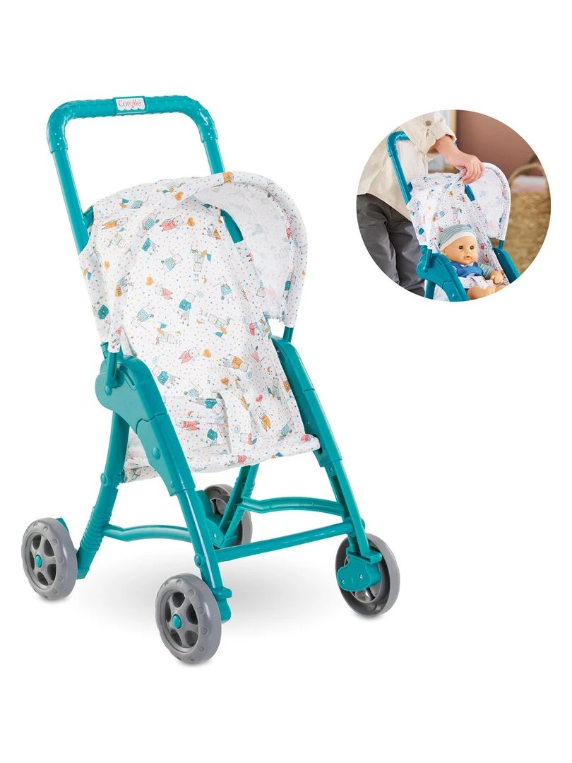 Poussette Oursons pour poupon 30 cm Bleu