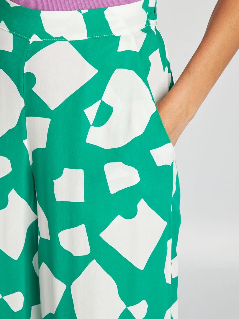 Pantalon large imprimé   Vert foncé