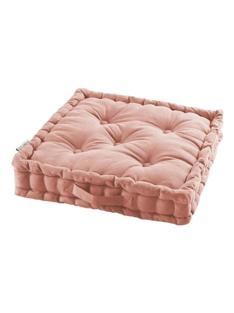 Coussin de sol 45x45 cm Panama rose poudré coton Rose
