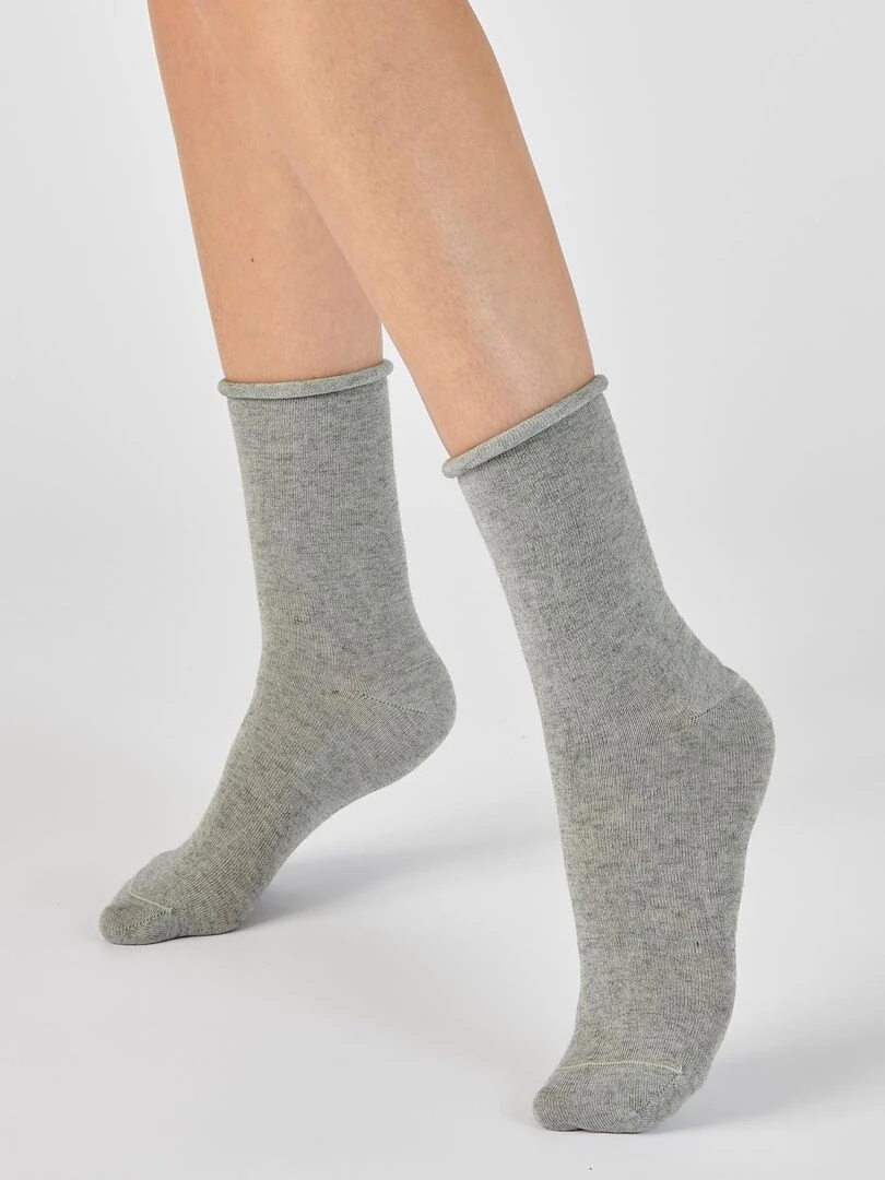 Lot de 2 paires de mi chaussettes 9% cachemire Damart Gris chiné