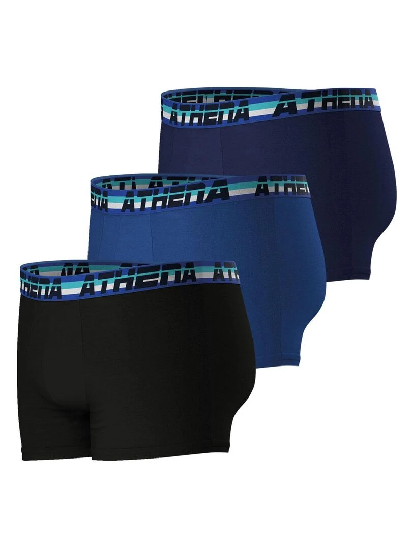 Lot de 3 boxers homme 720 Stretch Coton   Noir Bleu