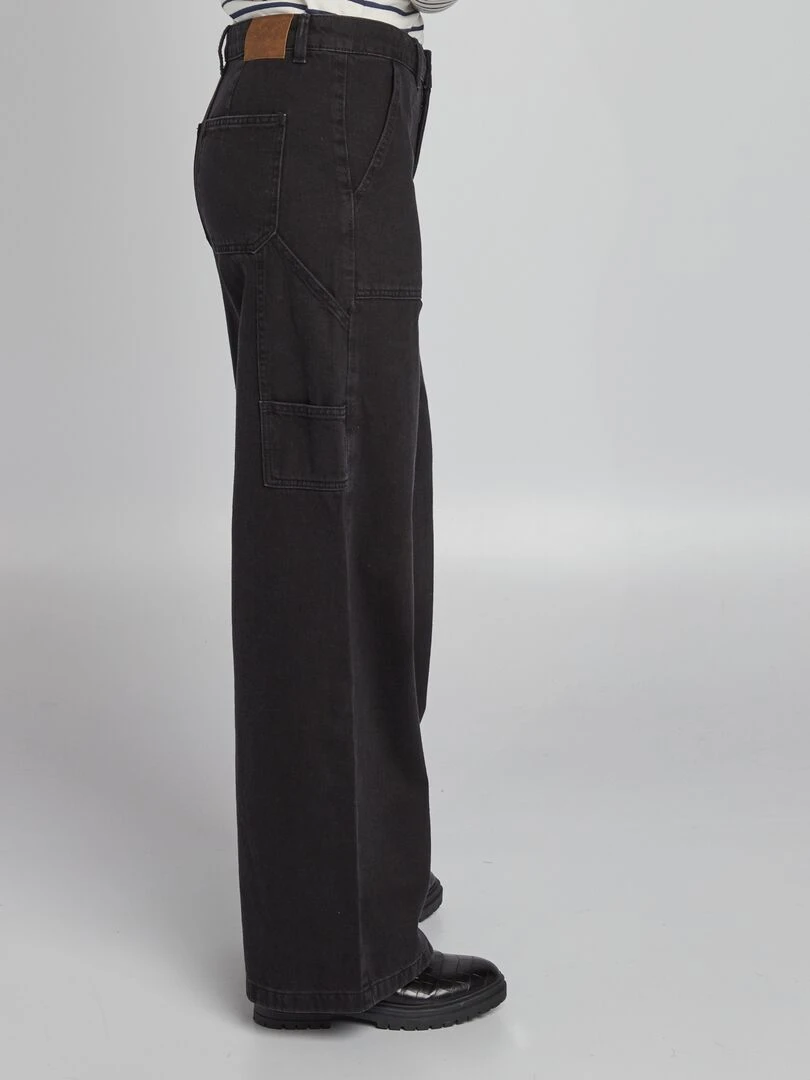 Pantalon en denim taille haute   Gris