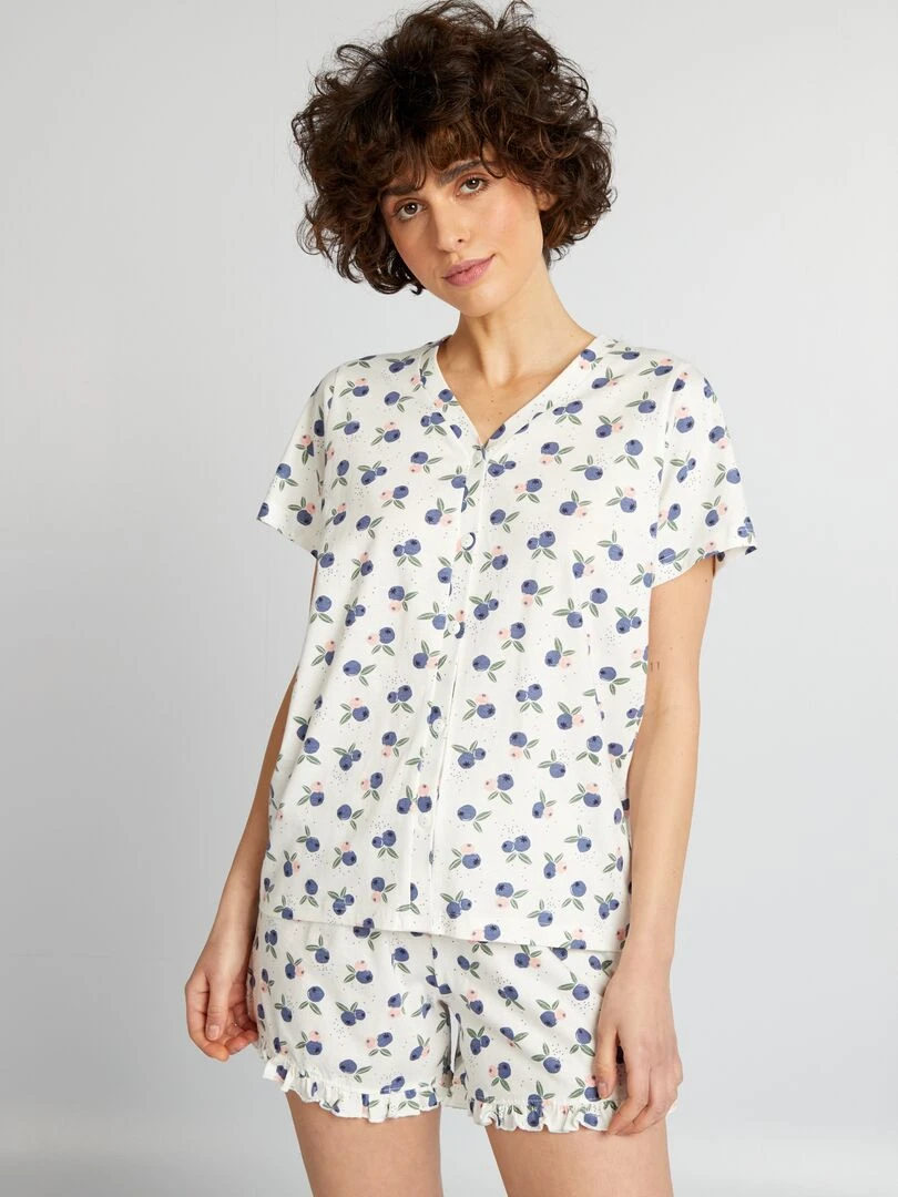Ensemble de pyjama imprimé 2 pièces Blanc