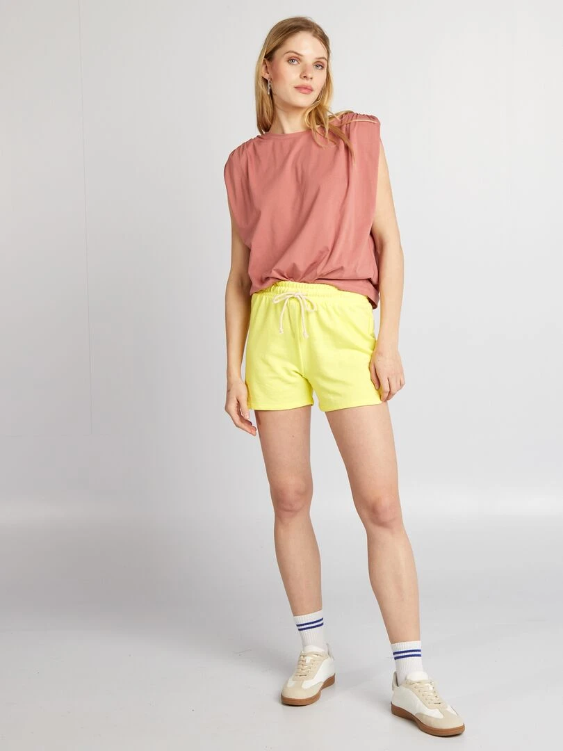 Tee shirt sans manches avec épaulettes   Rose brique