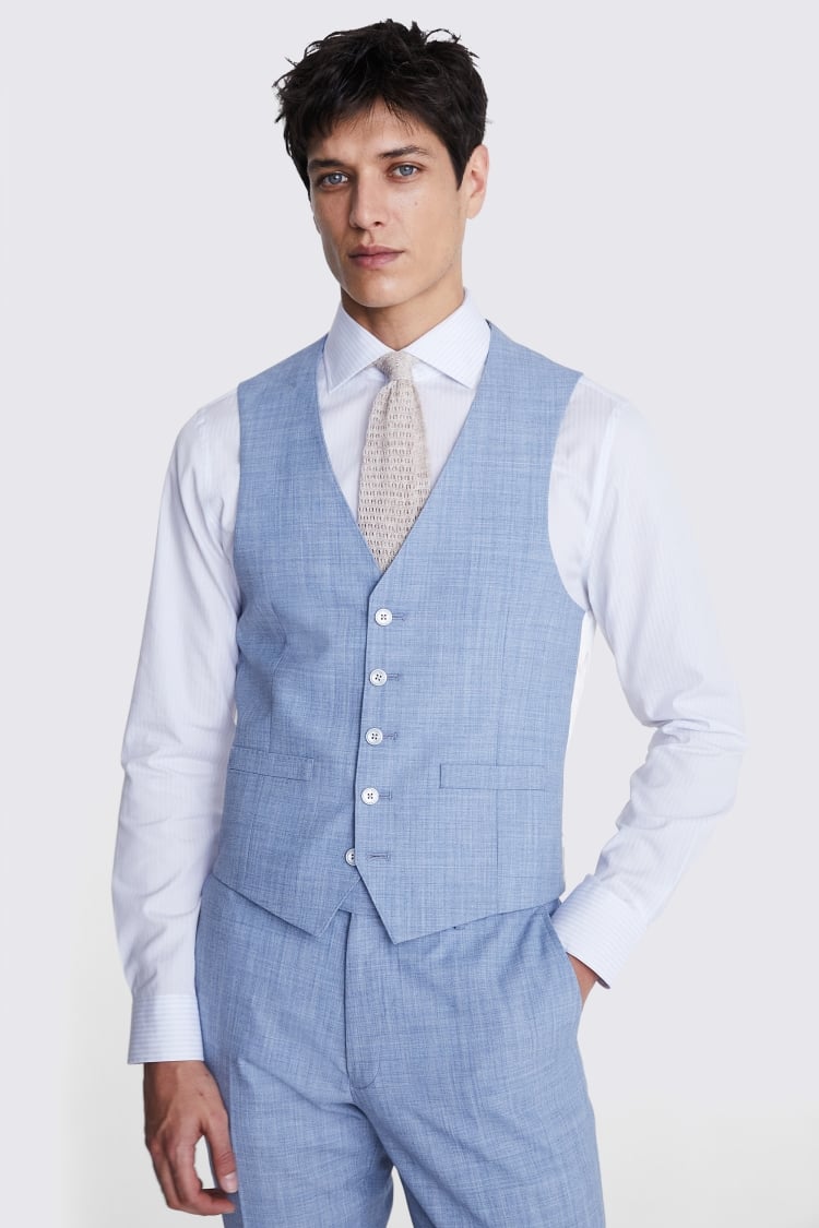 French Connection Slim Fit Sky Marl Waistcoat