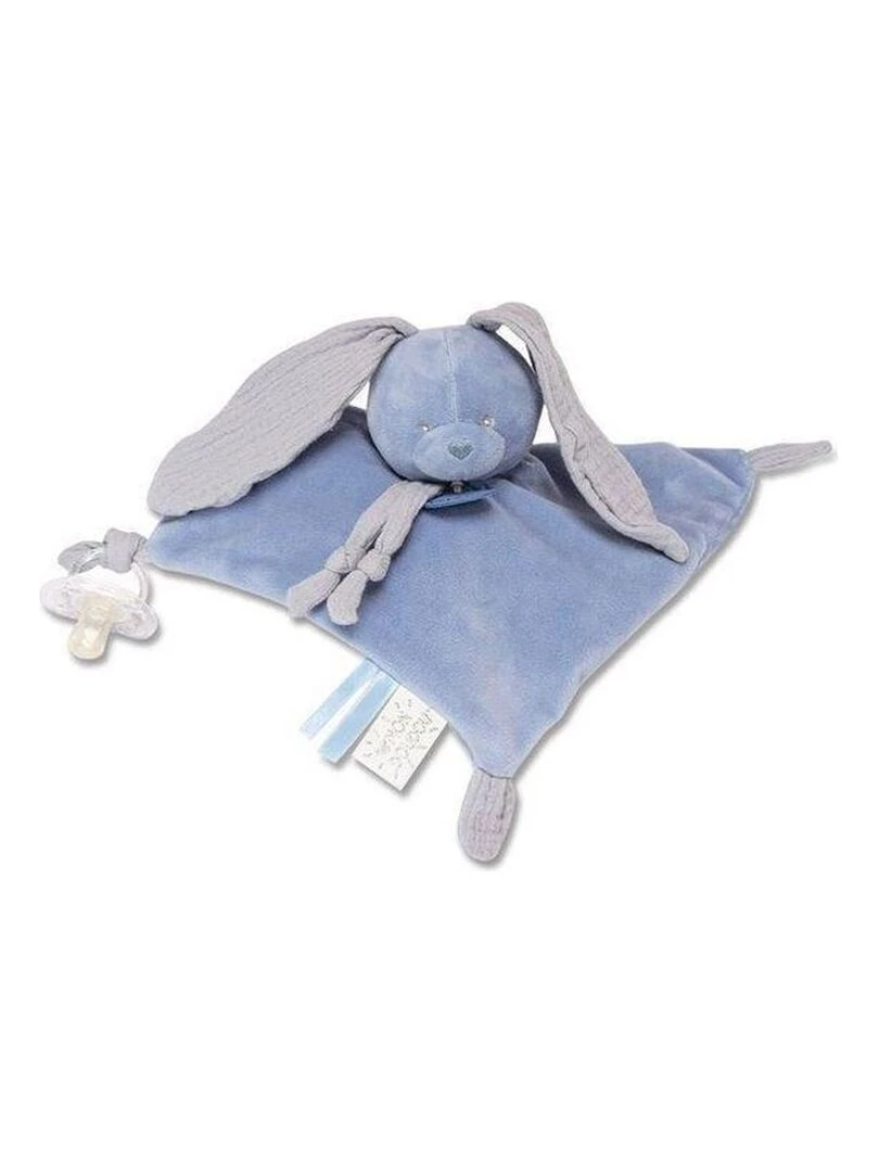 Doudou Babynat Baby'nat Lapin lange Bleu plat BN0619 Bleu