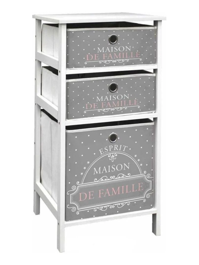 Meuble 3 panières Maison de famille Gris