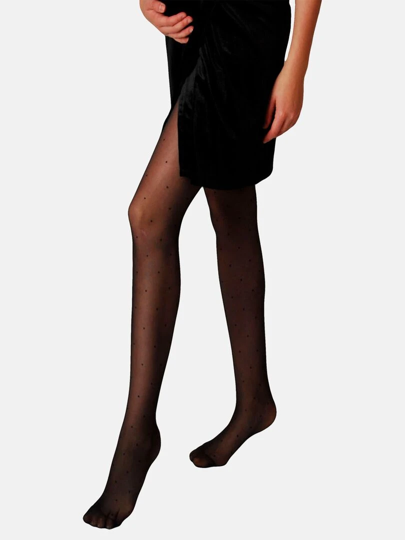 Collants de grossesse transparant confortables 20den avec Petit Pois (Mamsy) Noir