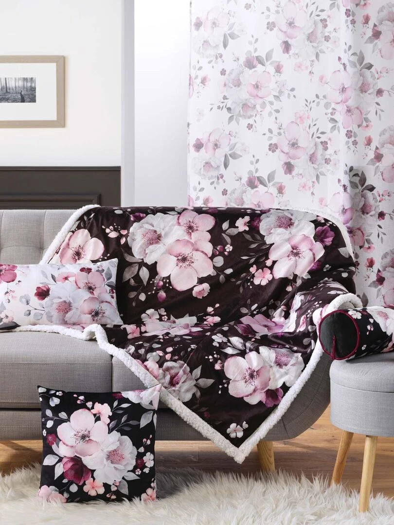 Plaid sherpa velvet flower   Rose