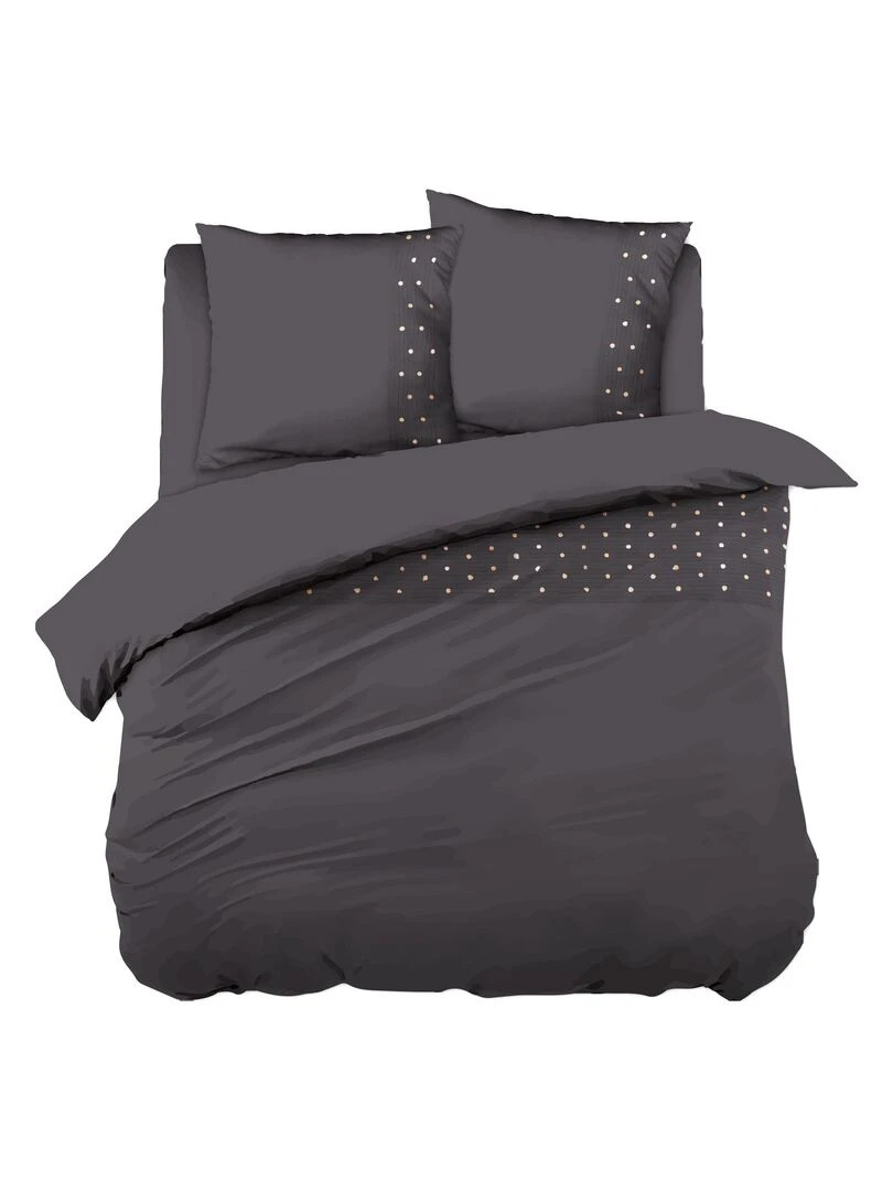 Housse de couette Collection Belle Agate uni gris anthracite