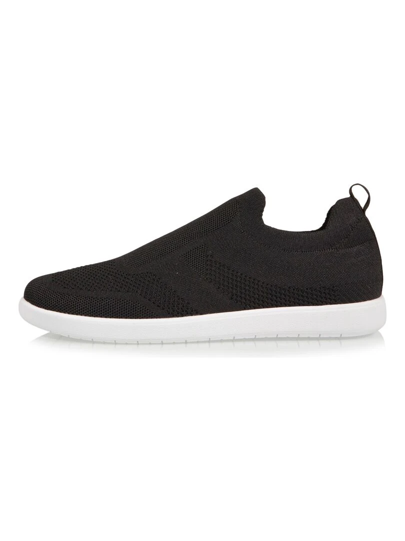 Baskets Confort Femme Slip on à bandes Noir   Noir
