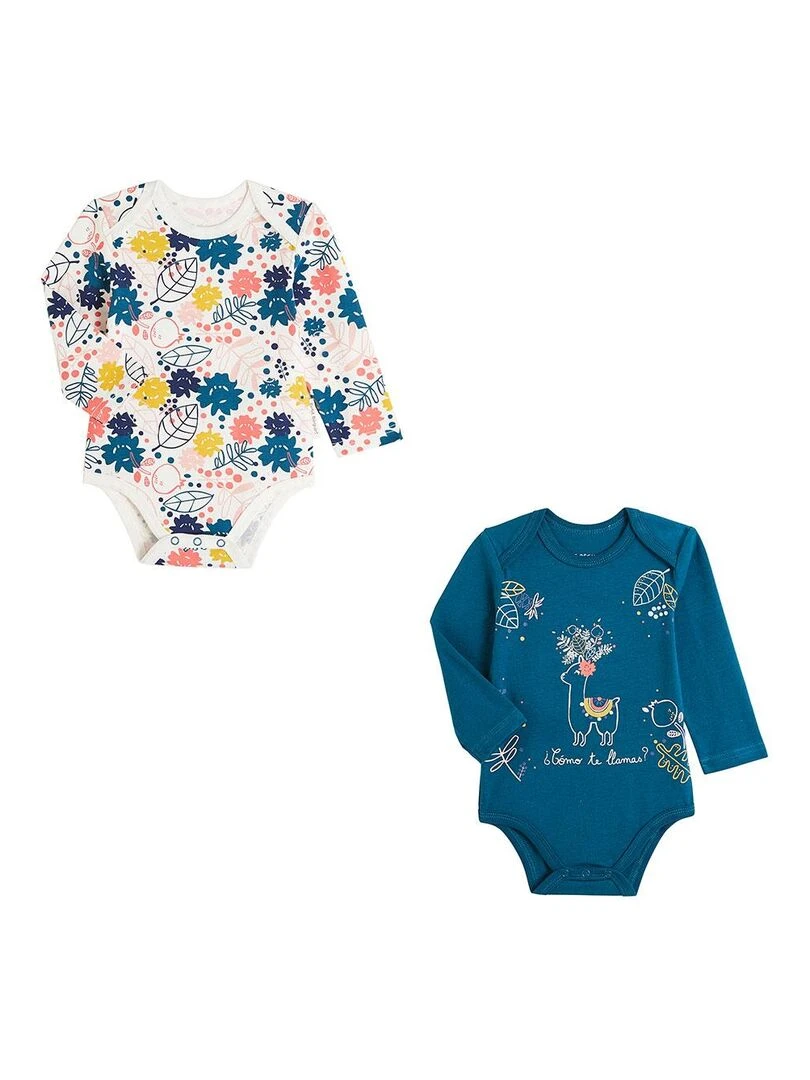 Lot de 2 bodies bébé manches longues Lamapampa Bleu