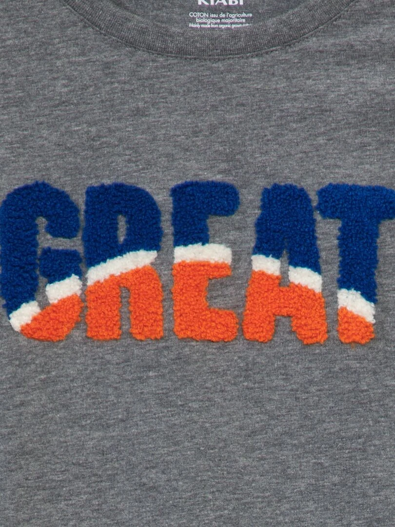 T shirt manches longues 'Great' Gris