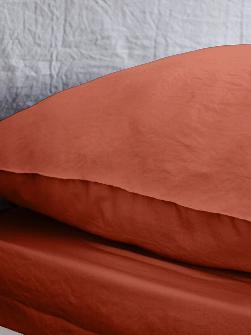 Parure de lit unie ultra douce   2 personnes   Terracotta