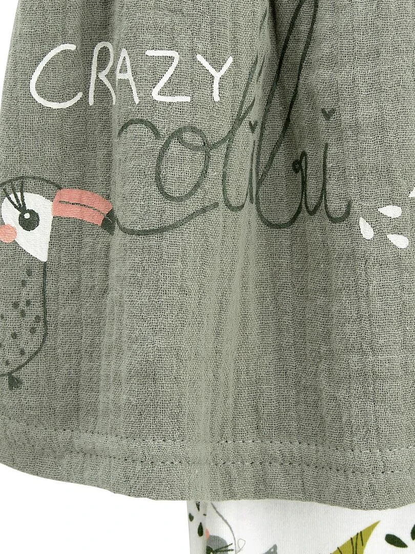 Ensemble bébé blouse en gaze de coton et legging Crazy Colibri   Vert