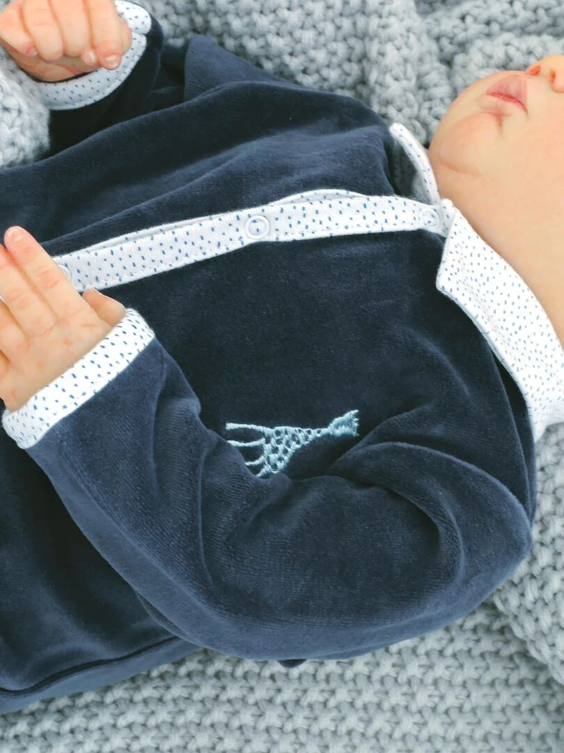 Pyjama en velours naissance Bleu