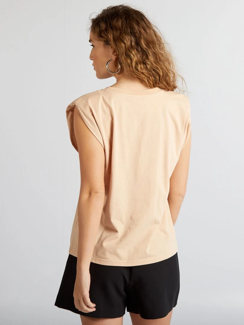 T shirt à épaulettes   Beige