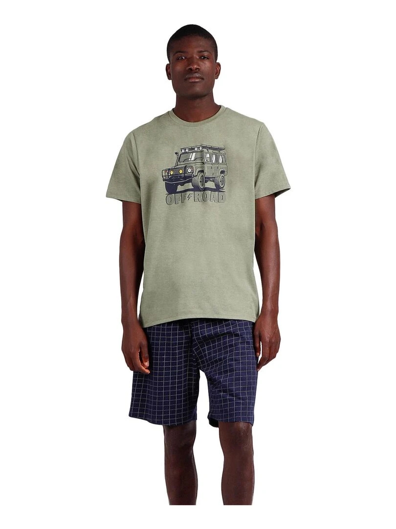 Pyjama short t shirt Road Kaki