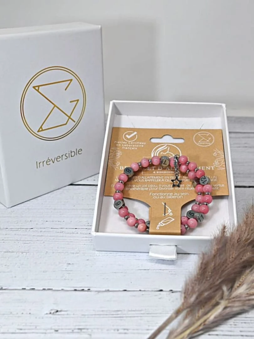 Bracelet d'allaitement   Quartz Rose Teintée   Rose