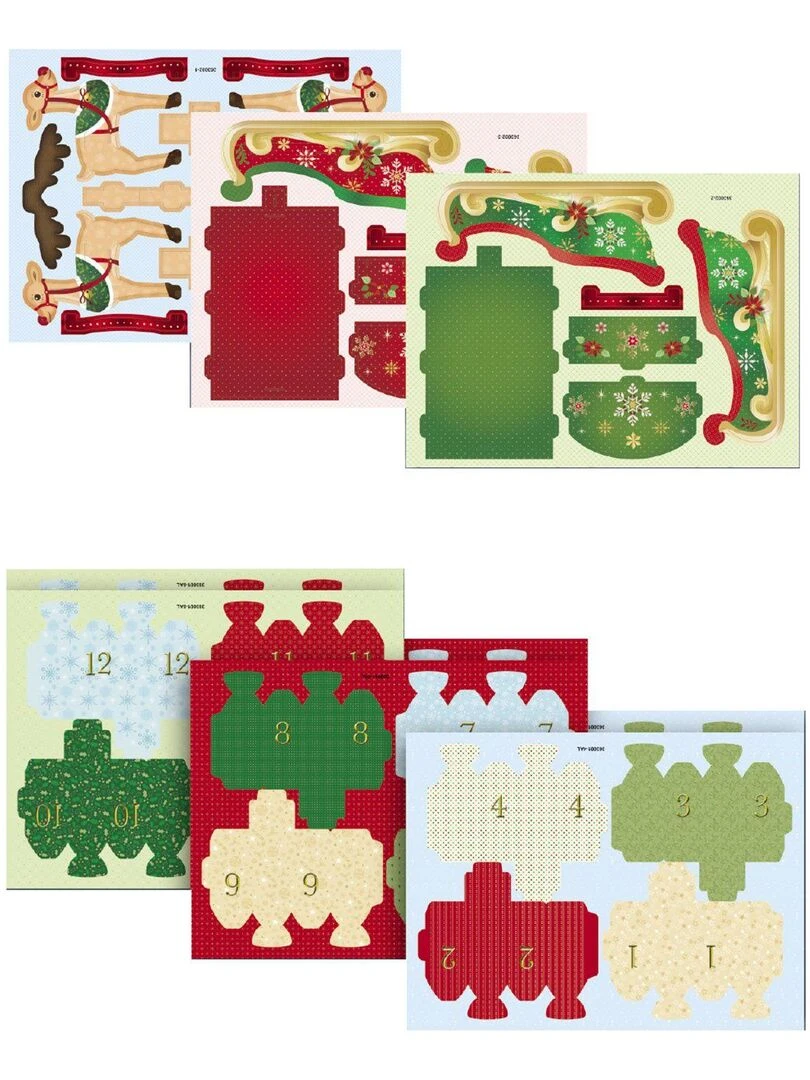 Calendrier de l'Avent rennes et traîneau à construire   N/A