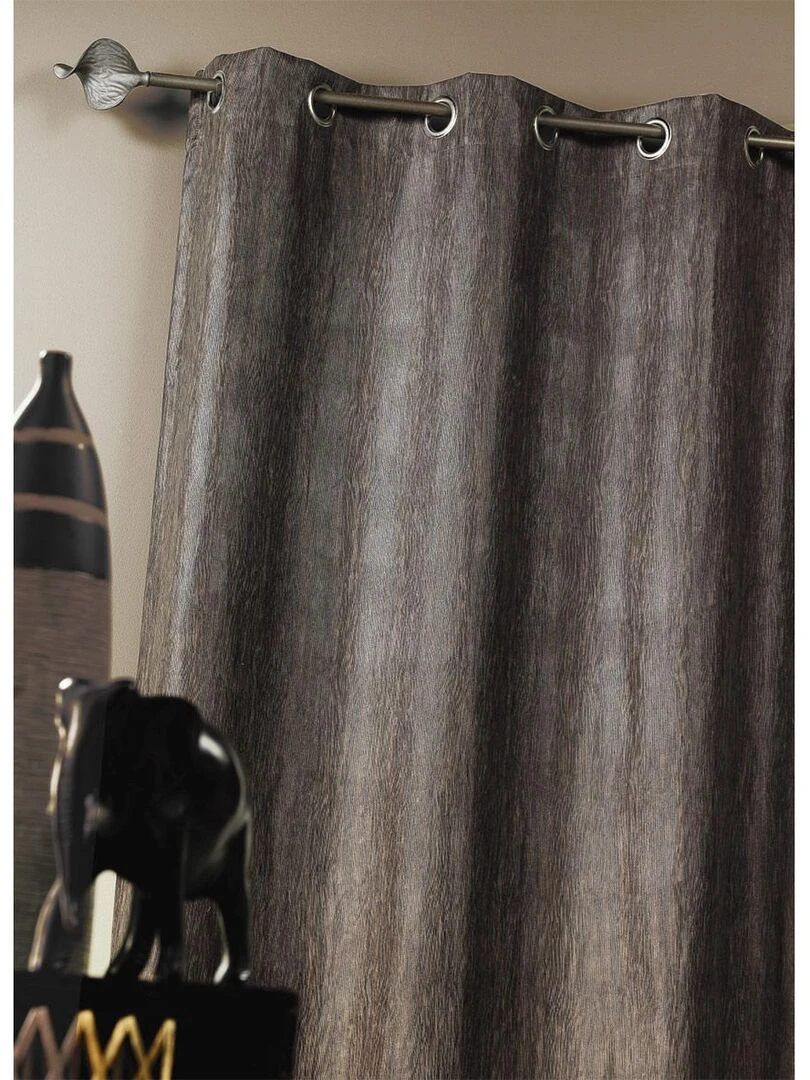 Double Rideau ameublement faux uni Marron chocolat