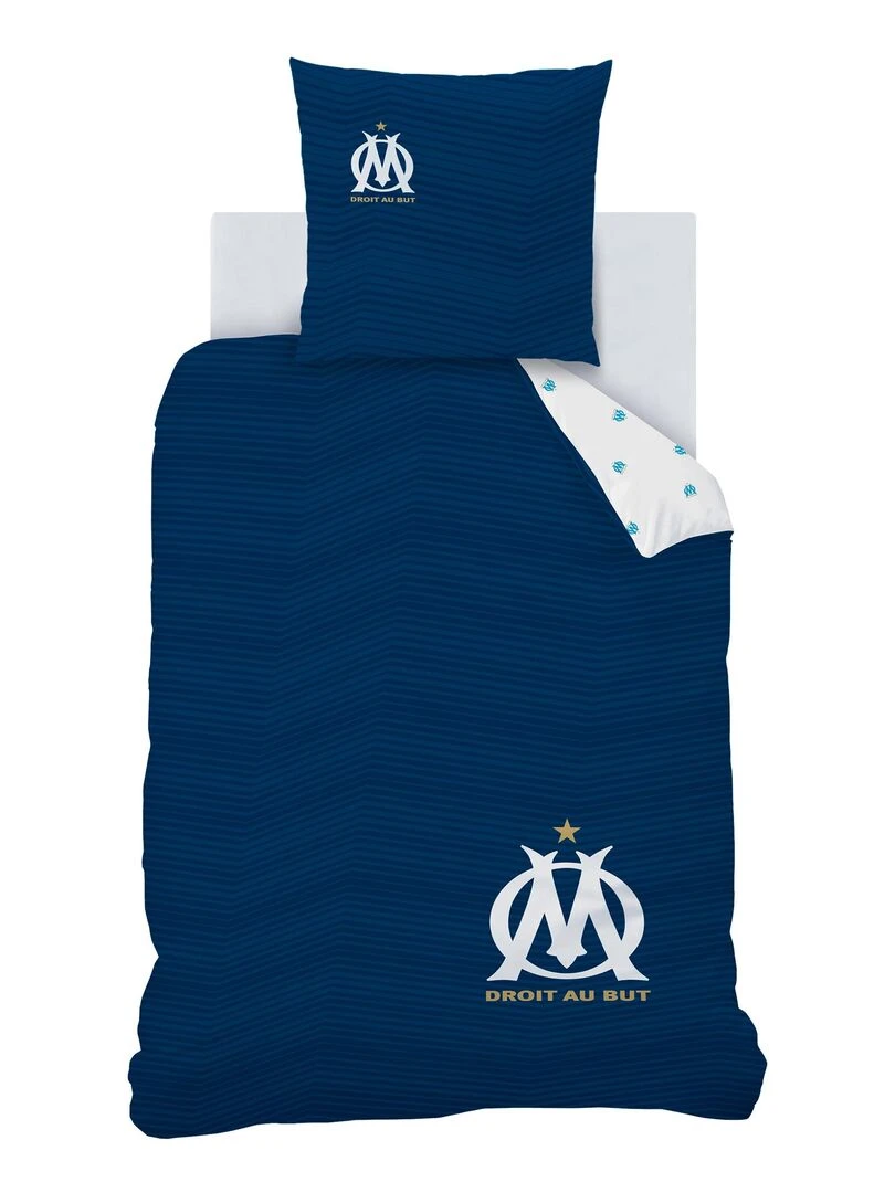 Parure de lit imprimée 100% coton  OM PRADO   Bleu marine