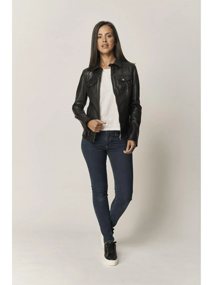 Lee Cooper Veste manches longues cuir regular fit BLANDINE Noir