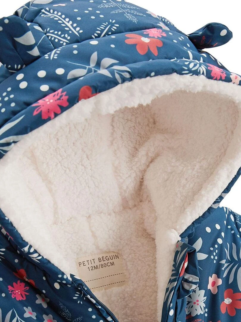 Combi pilote avec moufles et pieds amovibles Lina   Bleu