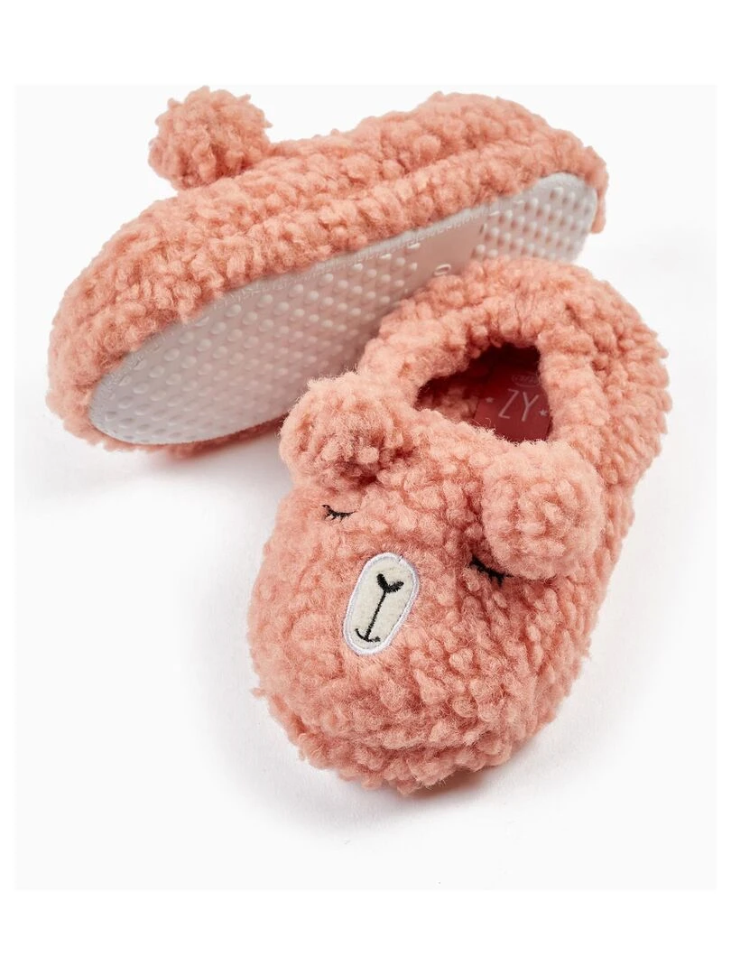 Chaussons avec des oreilles pour fille 'Alpaga' DISCOVER PERU Rose clair