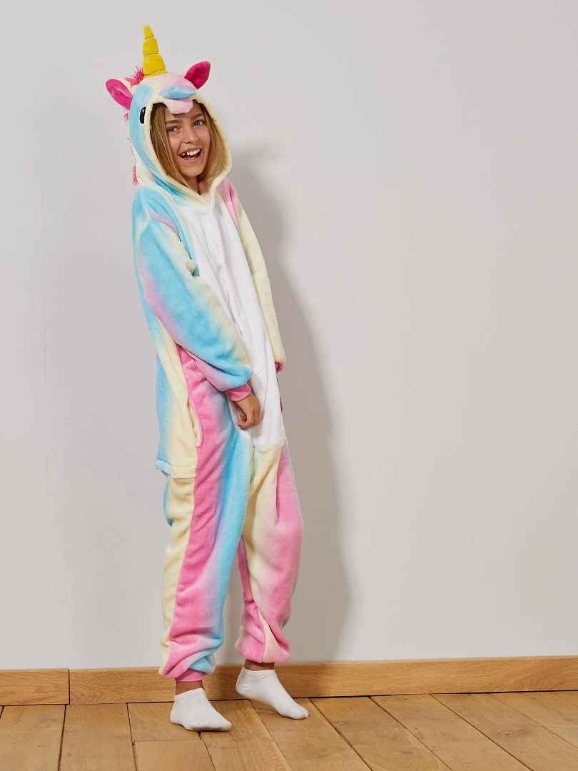 Déguisement combinaison licorne multicolore