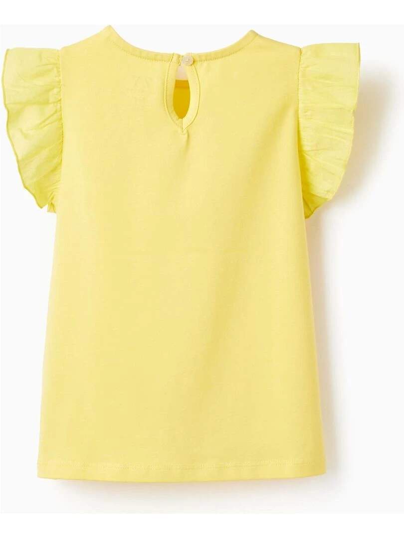 T shirt En Coton à Volants Pour Fille 'Fleurs' manches courtes MATISSE Jaune