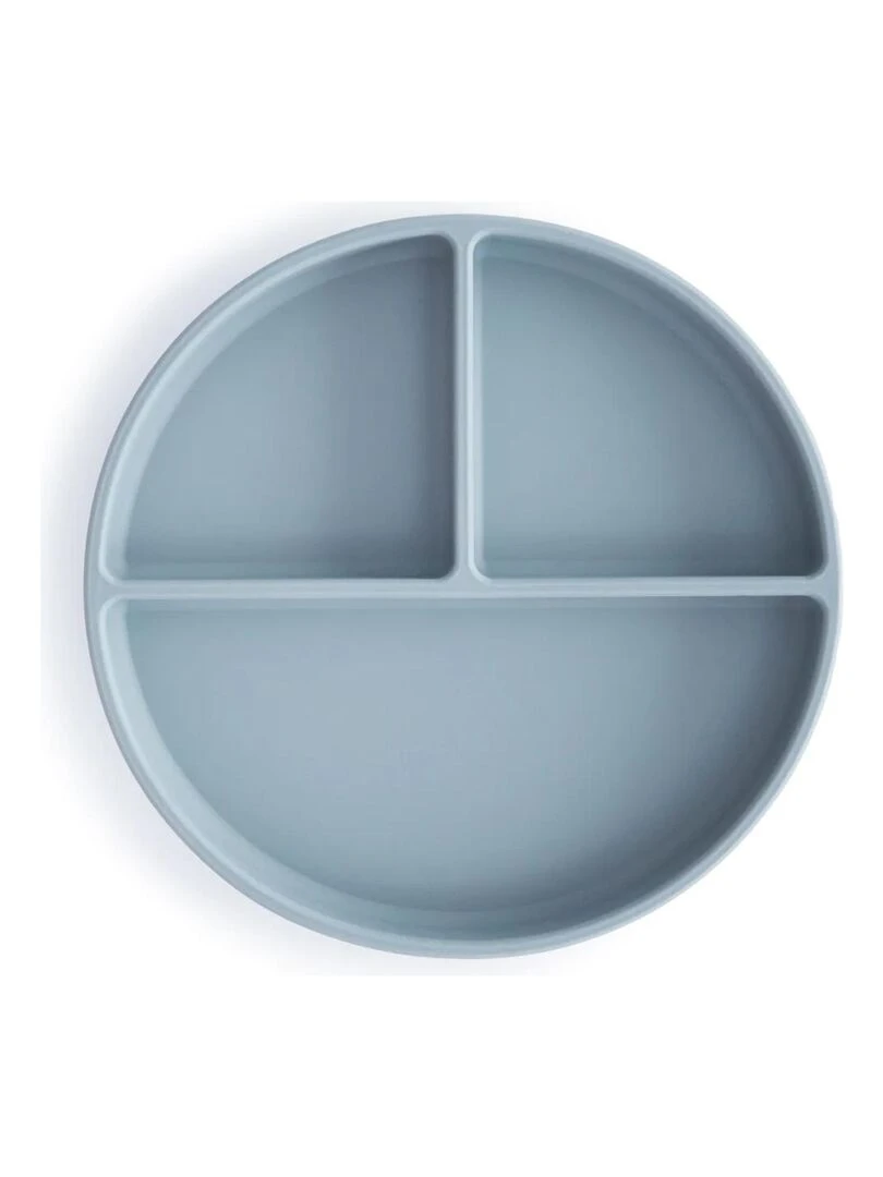 Assiette à compartiments en silicone avec ventouse Powder blue Bleu