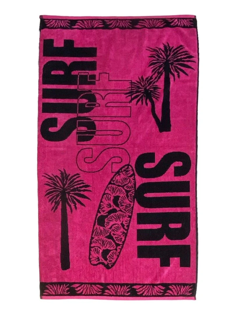 Serviette de plage éponge velours Jacquard Aurora 70x140 400g/m² Rose fushia