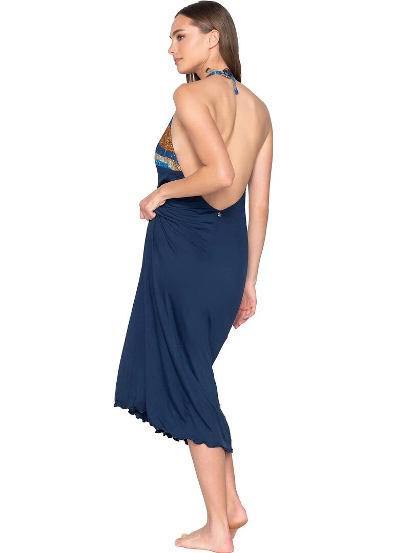 Robe longue estivale dos nu Liberty Multicolore