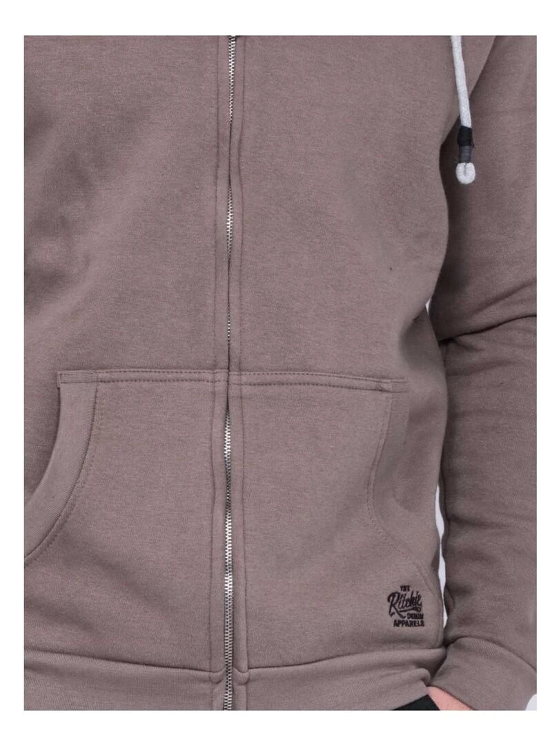 Sweat zippé capuche WAMIN   Marron