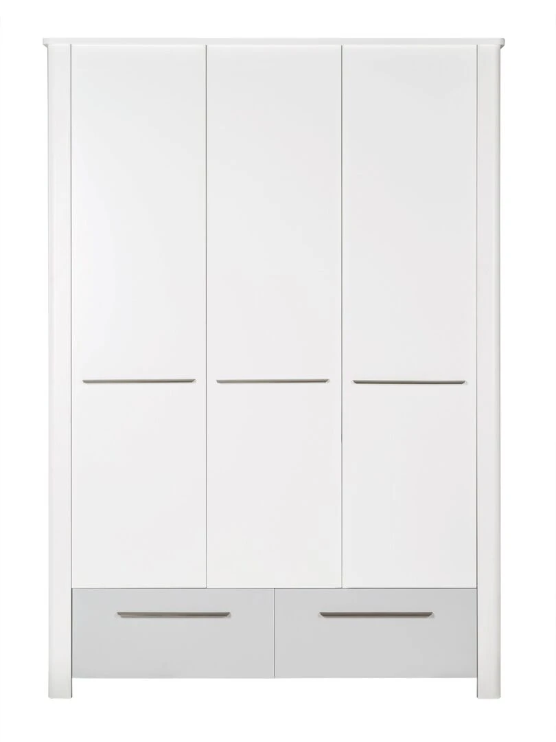 ROBA Armoire "Linus" 3 portes et 2 tiroirs – blanc / gris Blanc Gris