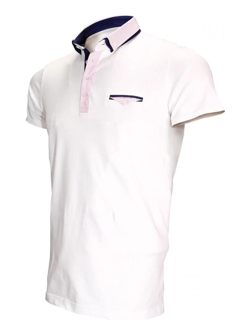 Polo double col JOHN   Blanc